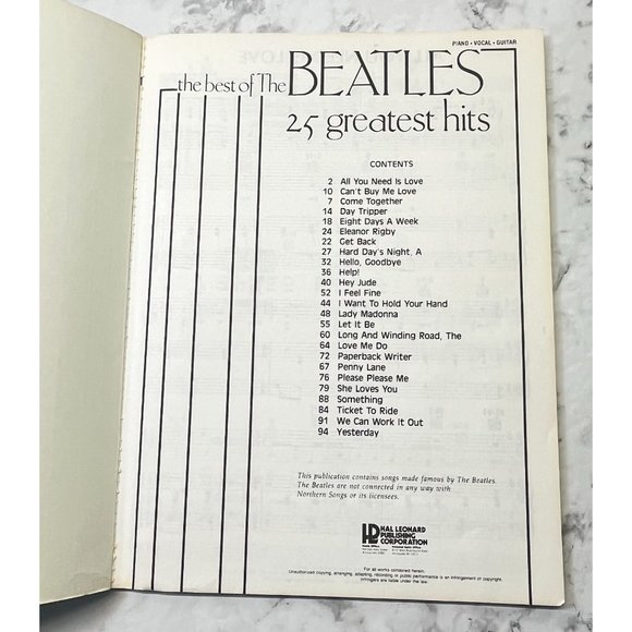 The Best Of The Beatles 25 Greatest Hits Songbook Sheet Music Piano Vocal Guitar - Picture 2 of 7